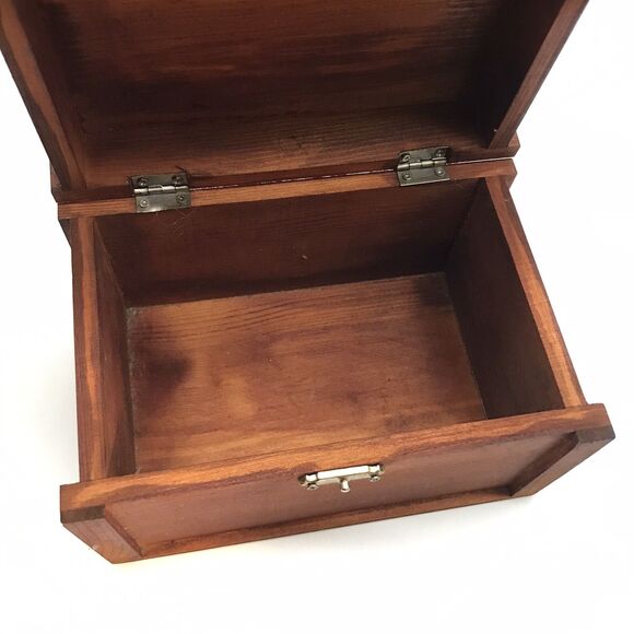 Small Wooden Curved Top Box Hinged Latch Storage Crafts Jewelry Keepsakes Cards - Picture 10 of 10